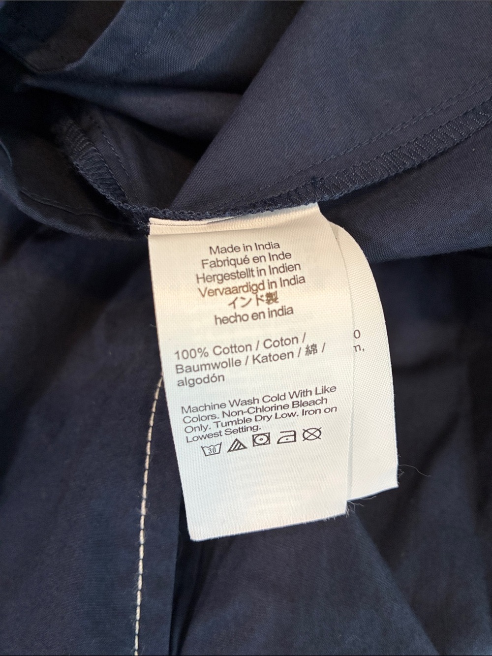 NWT J Crew navy blue Contrast-stitch midi skirt in cotton poplin Sz 0 - Picture 6 of 6